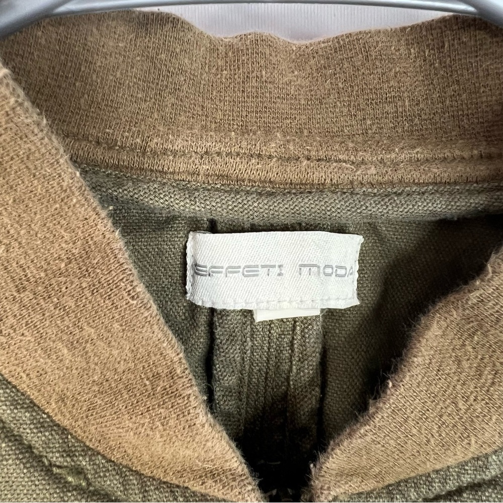 Effetti Moda coat zip up brown green Olive Bomber Jacket pockets cargo - Picture 6 of 10